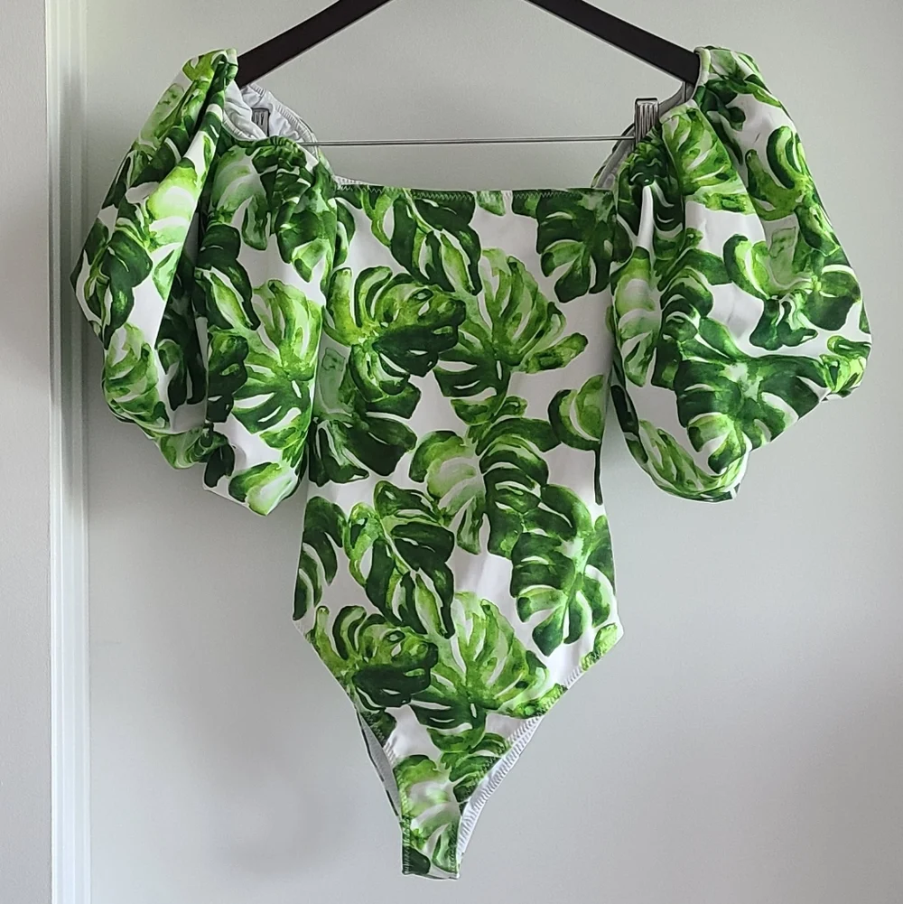 Caroline K One-piece Swimsuit Resortwear With Puff Sleeves - Picture 1 of 6